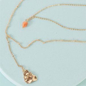 Gold Double Link Belcher Chain With Agate Stone Necklace